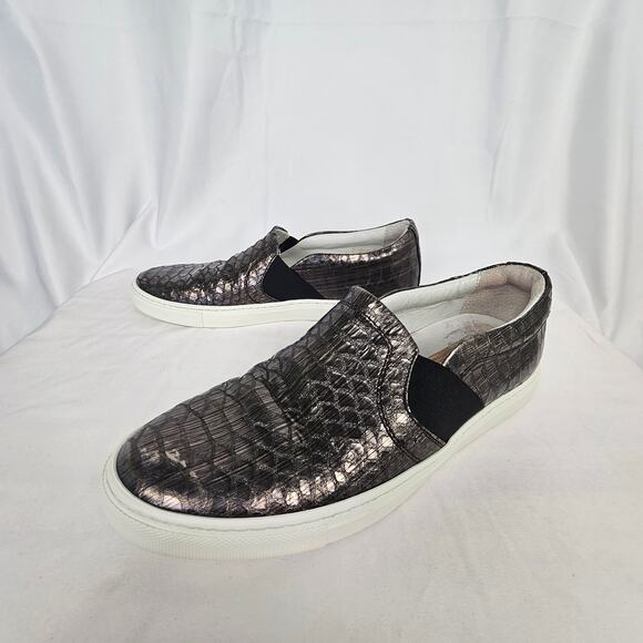 Lanvin Snake Print Slip-On Sneakers Women’s Size 7 Metallic Brown Made in Italy - Picture 3 of 8